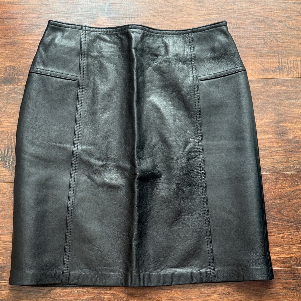 Willi Smith Black Leather Skirt